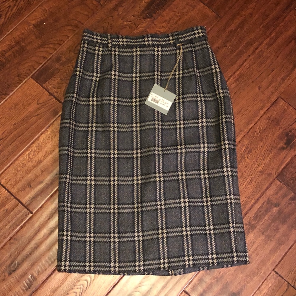 100% Wool Plaid Pencil Skirt - made in Italy